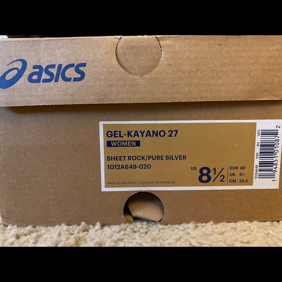 ASICS Gel Kayano 27 Sz 8.5 Womens Sheet Rock/Pure Silver Gently Used - Picture 2 of 7